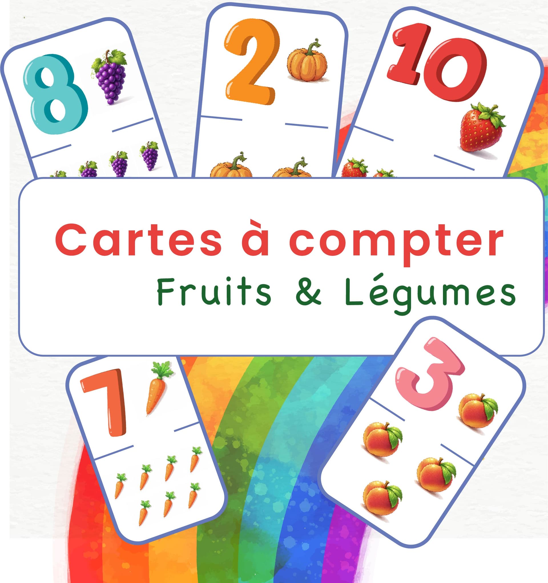 Cartes de comptage fruits et légumes – PDF à imprimer pour la maternelle