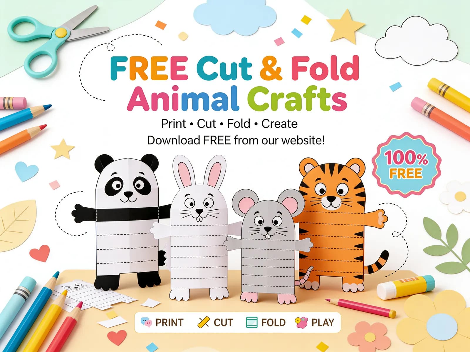 Printable Fold-and-Assemble Animals – Cut and Craft Activity for Kids
