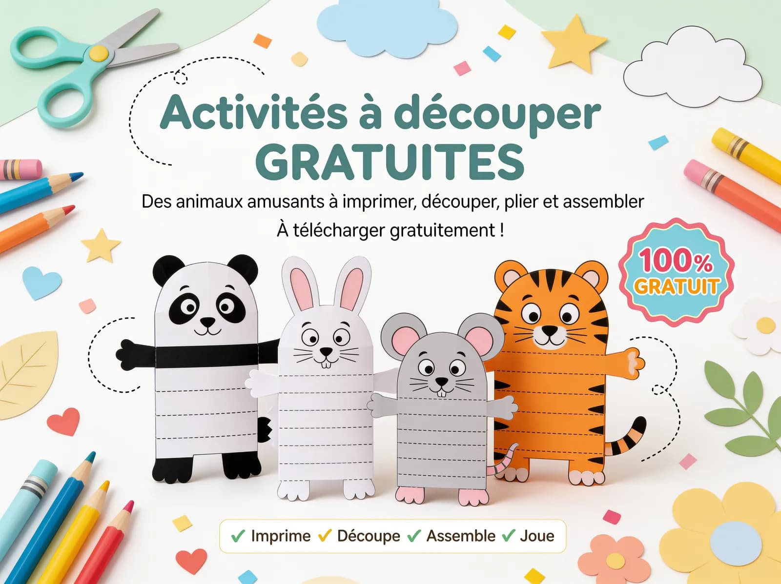 Animaux à plier et à assembler – Activité de découpage pour enfants