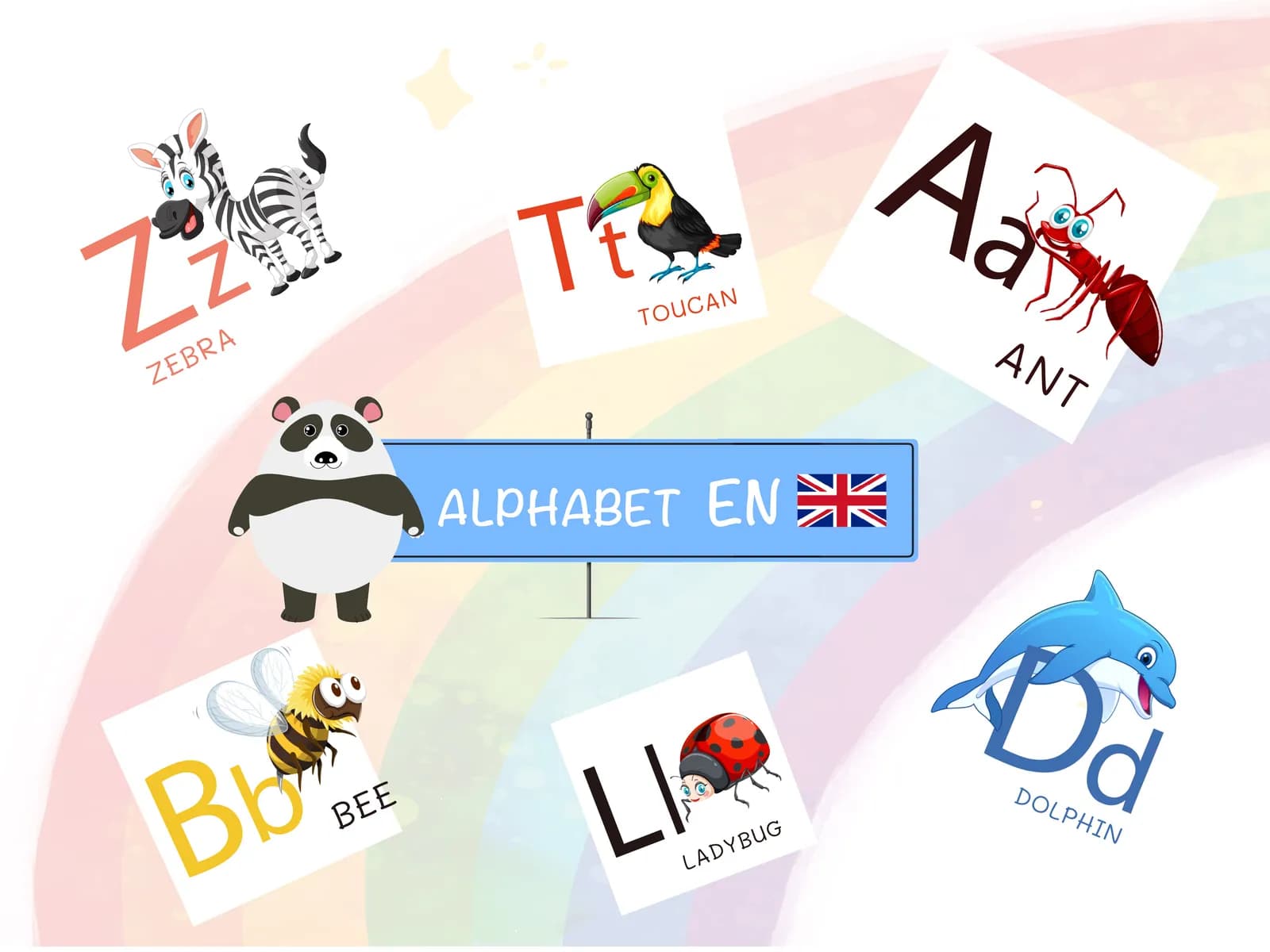 Alphabet anglais avec les animaux – Cartes à imprimer pour enfants